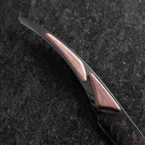Steak knife VG-10 Mirror Damascus Maple Handle 100mm - Black (3.9”)-[Musashi]-[Japanese-Kitchen-Knives]