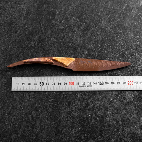 Steak knife VG-10 Mirror Damascus Maple Handle 100mm - Brown (3.9”)-[Musashi]-[Japanese-Kitchen-Knives]