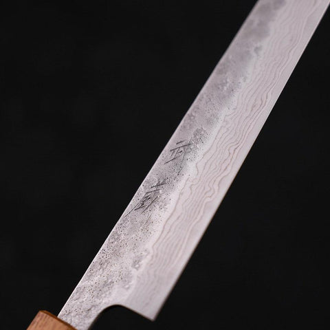 Sujihiki AUS-10 Nashiji Damascus Yaki Urushi Handle 240mm-[Musashi]-[Japanese-Kitchen-Knives]