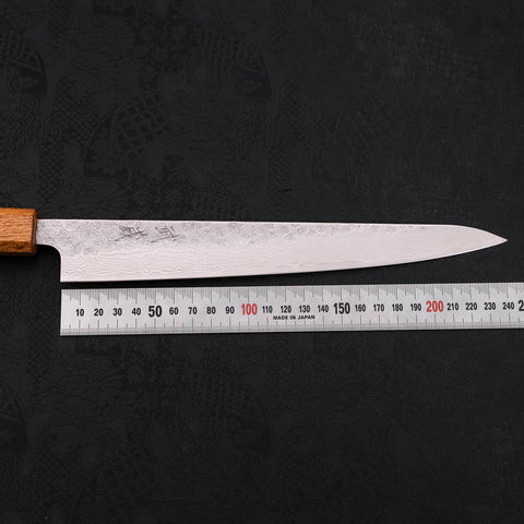 Sujihiki AUS-10 Nashiji Damasco Mango Yaki Urushi 240mm