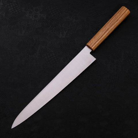 Sujihiki AUS-10 Polished Oak Handle 240mm-[Musashi]-[Japanese-Kitchen-Knives]
