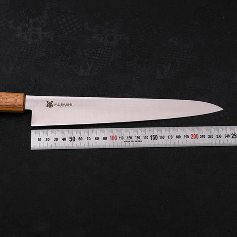Sujihiki AUS-10 Polished Oak Handle 240mm-[Musashi]-[Japanese-Kitchen-Knives]