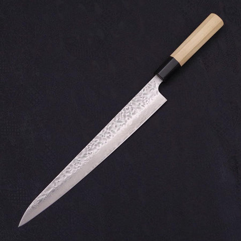 Sujihiki AUS-10 Tsuchime Damascus Buffalo Magnolia Handle 270mm-[Musashi]-[Japanese-Kitchen-Knives]