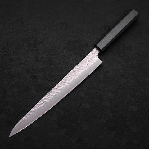 Sujihiki AUS-10 Tsuchime Damascus Dark Blue Urushi Handle 240mm (9.4”)