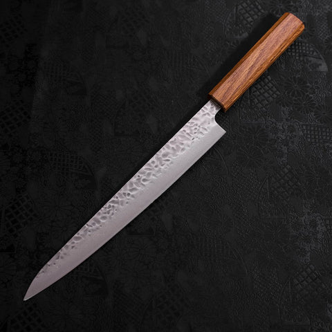 Sujihiki AUS-10 Tsuchime Damasco Mango de Roble 240mm
