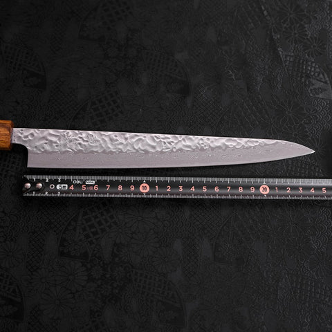 Sujihiki AUS-10 Tsuchime Damasco Mango de Roble 240mm