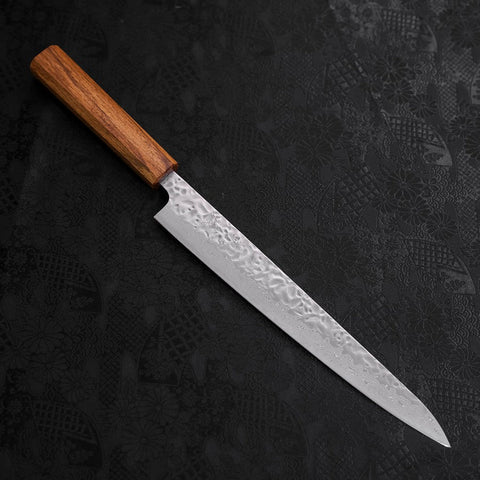 Sujihiki AUS-10 Tsuchime Damasco Mango de Roble 240mm