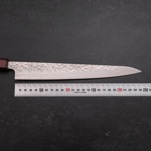 Sujihiki AUS-10 Tsuchime Damasco Mango Urushi Morado 240 mm
