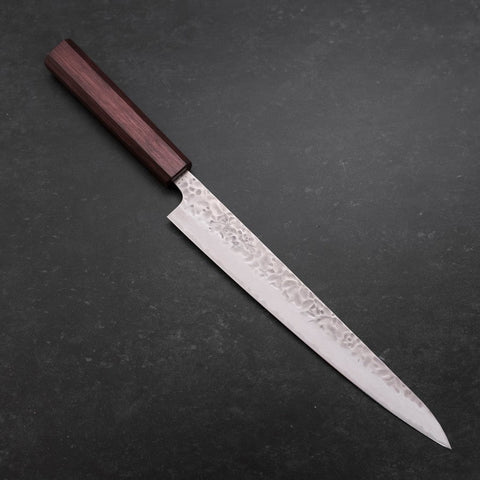 Sujihiki AUS-10 Tsuchime Damasco Mango Urushi Morado 240 mm