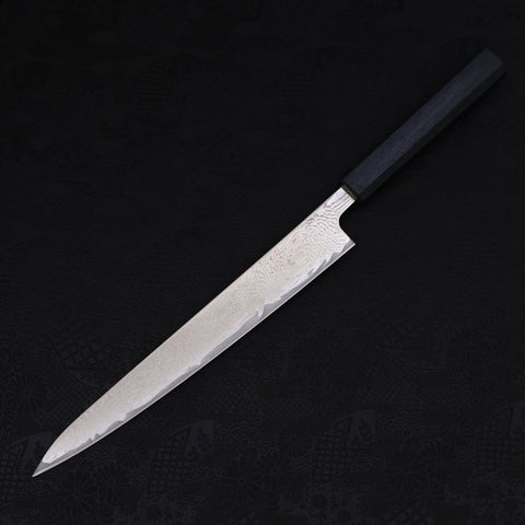 Sujihiki AUS-10 Damasco Ondulado Mango Urushi Azul Oscuro 240 mm