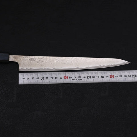 Sujihiki AUS-10 Damasco Ondulado Mango Urushi Azul Oscuro 240 mm