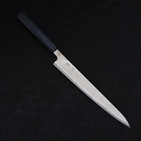 Sujihiki AUS-10 Wave Damascus Dark-Blue Urushi Handle 240mm (9.4”)