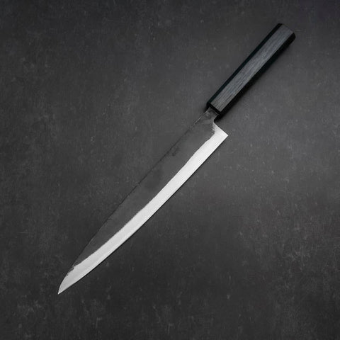 Sujihiki Blue Steel #2 Kurouchi Dark Blue Urushi Handle 240mm (9.4”)-[Musashi]-[Japanese-Kitchen-Knives]