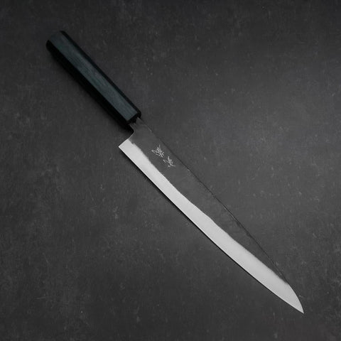 Sujihiki Blue Steel #2 Kurouchi Dark Blue Urushi Handle 240mm (9.4”)-[Musashi]-[Japanese-Kitchen-Knives]