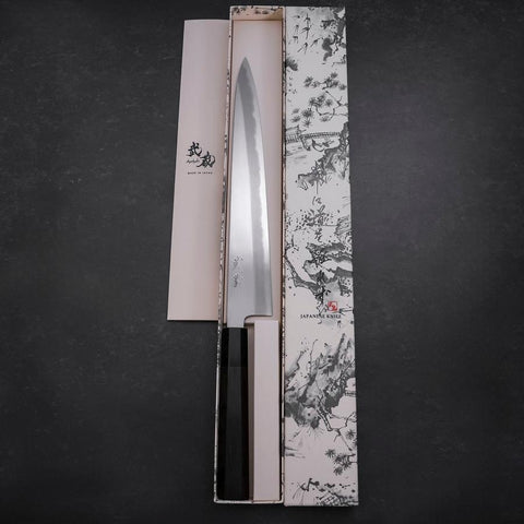 Sujihiki Blue Steel #1 Kasumi Buffalo Ebony Handle 270mm (10.6”)