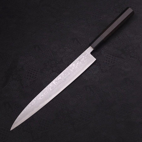 Sujihiki Blue Steel #2 Damasco Mango de Ébano con Cuerno de Búfalo 270mm