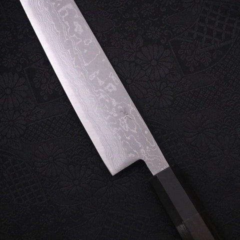 Sujihiki Blue Steel #2 Damascus Buffalo Ebony Handle 270mm (10.6”)
