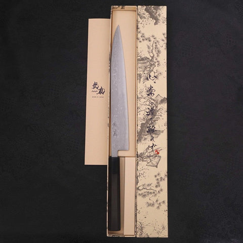 Sujihiki Blue Steel #2 Damasco Mango de Ébano con Cuerno de Búfalo 270mm