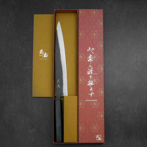 Sujihiki Blue Steel #2 Kurouchi Mango Urushi Azul Oscuro 240mm