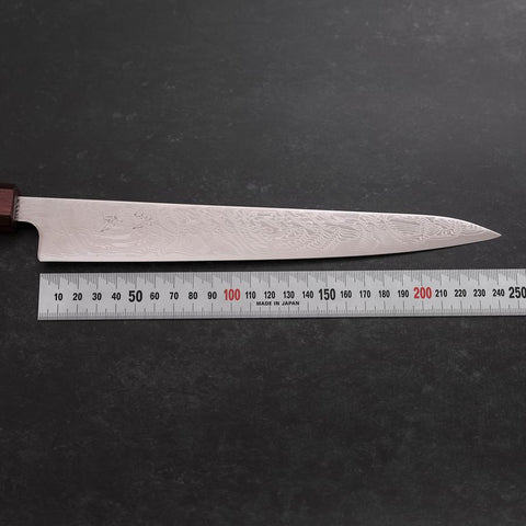 Sujihiki SLD Damascus Purple Urushi Handle 240mm-[Musashi]-[Japanese-Kitchen-Knives]
