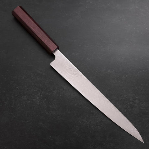 Sujihiki SLD Damascus Purple Urushi Handle 240mm-[Musashi]-[Japanese-Kitchen-Knives]