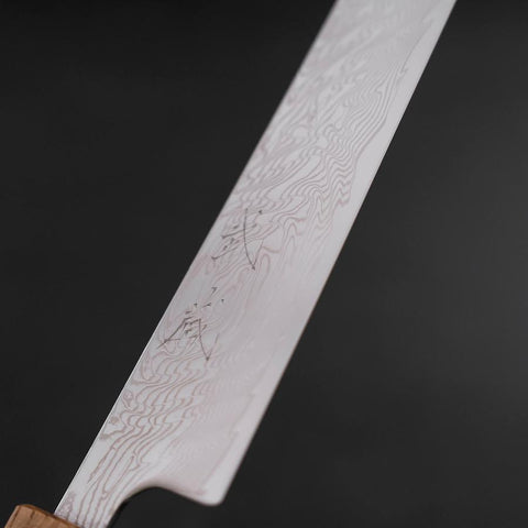 Sujihiki SLD Wave Damascus Yaki Urushi Handle 240mm-[Musashi]-[Japanese-Kitchen-Knives]