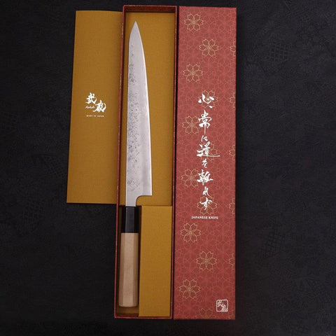Sujihiki Silver Steel #3 Nashiji Buffalo Magnolia Handle Handle 240mm (9.4”)