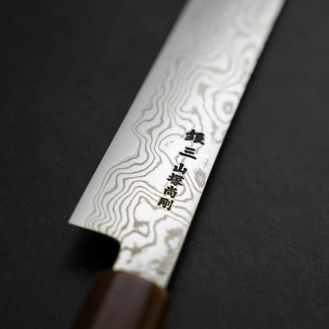 Sujihiki Silver Steel #3 Nickel Damascus Buffalo Turquoise Handle 270mm-[Musashi]-[Japanese-Kitchen-Knives]