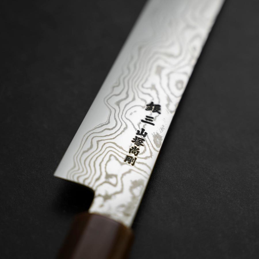 Sujihiki Silver Steel #3 Nickel Damascus Buffalo Turquoise Handle 270mm-[Musashi]-[Japanese-Kitchen-Knives]