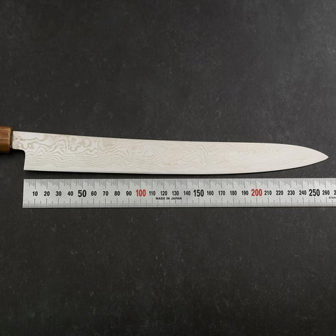 Sujihiki Silver Steel #3 Nickel Damascus Buffalo Turquoise Handle 270mm-[Musashi]-[Japanese-Kitchen-Knives]