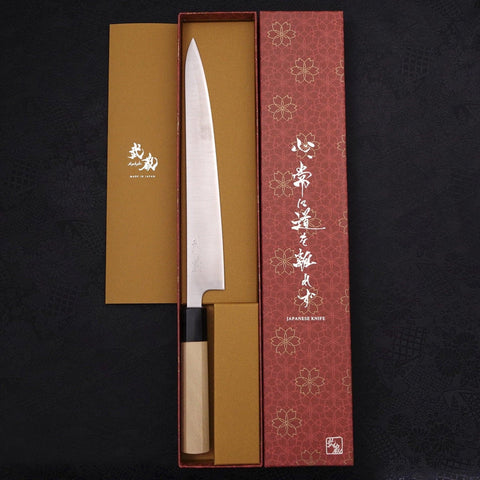 Sujihiki Silver Steel #3 Pulido Mango de Magnolia con Cuerno de Búfalo 240mm