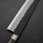 Sujihiki Stainless Clad Blue Super Kurouchi Tsuchime Western Brown Handle 240mm-[Musashi]-[Japanese-Kitchen-Knives]