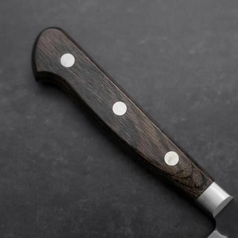 Sujihiki Stainless Clad Blue Super Kurouchi Tsuchime Western Brown Handle 240mm-[Musashi]-[Japanese-Kitchen-Knives]