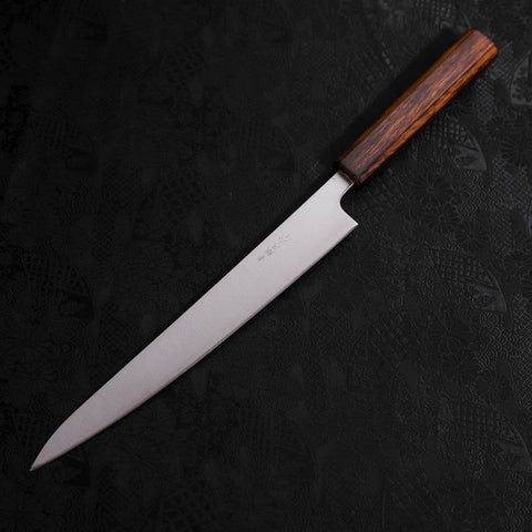 Sujihiki Stainless Clad Blue Super Polished Sumi Urushi Handle 240mm-[Musashi]-[Japanese-Kitchen-Knives]