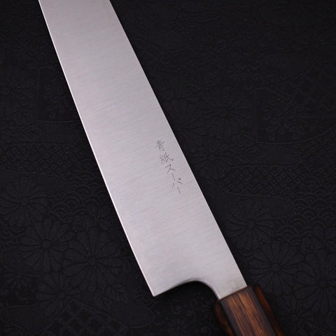 Sujihiki Stainless Clad Blue Super Polished Sumi Urushi Handle 270mm-[Musashi]-[Japanese-Kitchen-Knives]