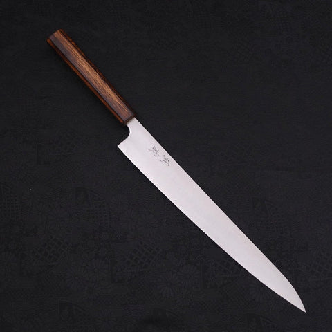 Sujihiki Stainless Clad Blue Super Polished Sumi Urushi Handle 270mm-[Musashi]-[Japanese-Kitchen-Knives]