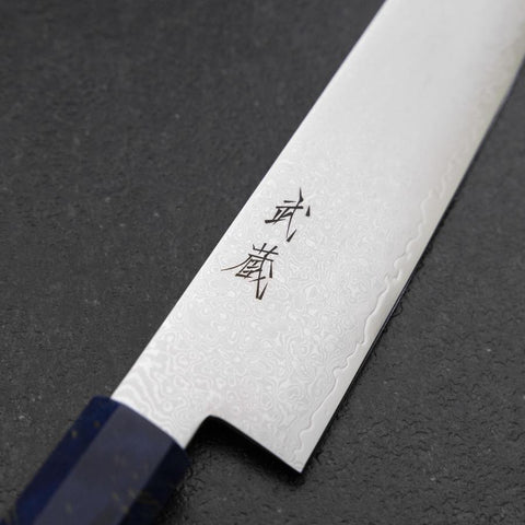Sujihiki VG-10 Damascus Blue Birch Handle 240mm (9.4”)-[Musashi]-[Japanese-Kitchen-Knives]