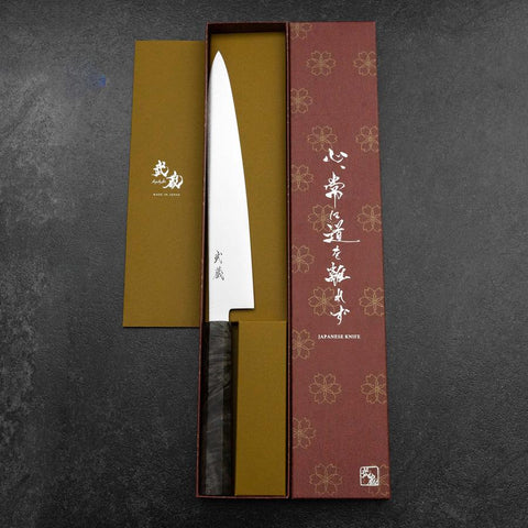 Sujihiki VG-10 Damascus Gray Birch Handle 240mm (9.4”)-[Musashi]-[Japanese-Kitchen-Knives]