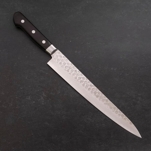 Sujihiki VG-10 Tsuchime Damascus Black Western Handle 245mm-[Musashi]-[Japanese-Kitchen-Knives]
