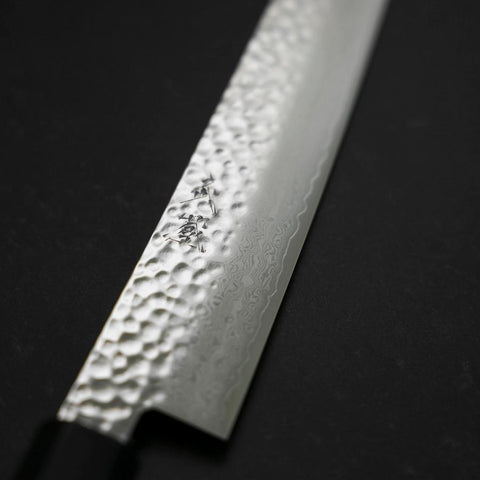 Sujihiki VG-10 Tsuchime Damascus Walnut Handle 240mm-[Musashi]-[Japanese-Kitchen-Knives]