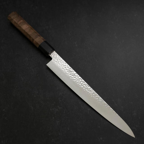 Sujihiki VG-10 Tsuchime Damascus Walnut Handle 240mm-[Musashi]-[Japanese-Kitchen-Knives]