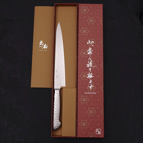 Sujihiki VG-5 Polished Western Handle 210mm (8.3”)-[Musashi]-[Japanese-Kitchen-Knives]