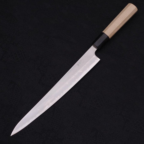 Sujihiki White Steel #1 Stainless Clad Buffalo Magnolia Handle 240mm-[Musashi]-[Japanese-Kitchen-Knives]