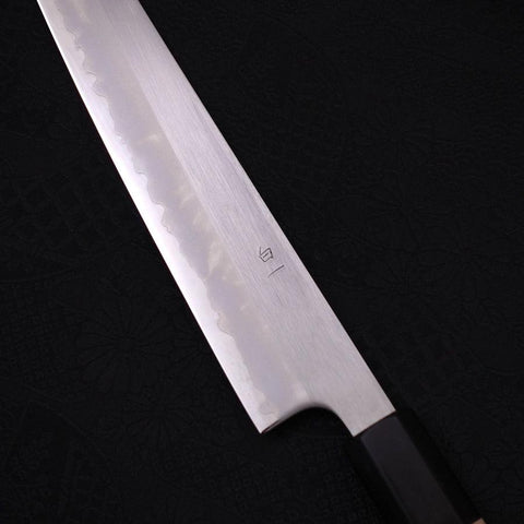 Sujihiki White Steel #1 Stainless Clad Buffalo Magnolia Handle 240mm-[Musashi]-[Japanese-Kitchen-Knives]