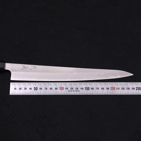 Sujihiki White Steel #1 Stainless Clad Buffalo Magnolia Handle 240mm-[Musashi]-[Japanese-Kitchen-Knives]