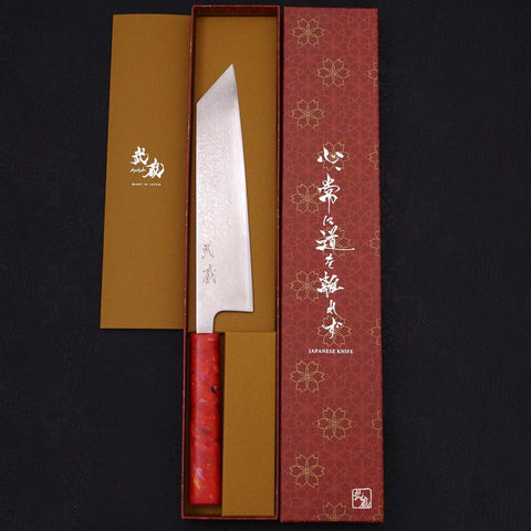 Tsushima Knife Kiritsuke VG-10 Damascus Ocean Red Handle 210mm-[Musashi]-[Japanese-Kitchen-Knives]