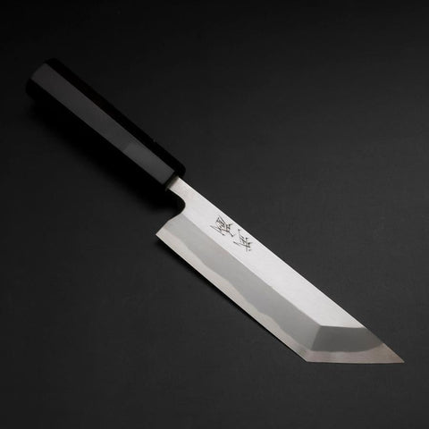 Unagisaki (Edo) Blue Steel #1 Hon-Kasumi Buffalo Ebony Handle 150mm (5.9”)-[Musashi]-[Japanese-Kitchen-Knives]