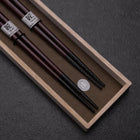 Urushi Ariake Lacquered Wooden Chopsticks Set 210mm Red and 230mm Black with Paulownia Wooden Box-[Musashi]-[Japanese-Kitchen-Knives]