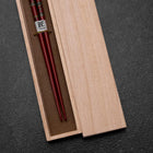 Urushi Gasumi Lacquered Wooden Chopsticks 210mm Red with Paulownia Wooden Box-[Musashi]-[Japanese-Kitchen-Knives]