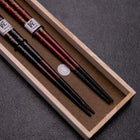 Urushi Gasumi Lacquered Wooden Chopsticks Set 210mm Red and 230mm Black with Paulownia Wooden Box-[Musashi]-[Japanese-Kitchen-Knives]